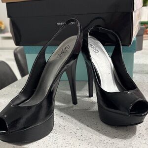 Elegant Black Peep-Toe Heels